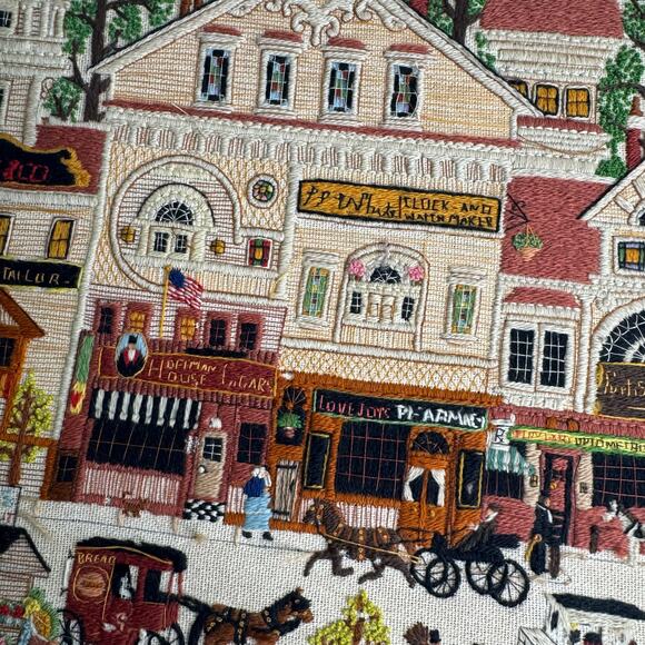 1980s Framed Vintage Dimensions Crewel Victorian Street Charles Wysocki 17x20 - Picture 11 of 12